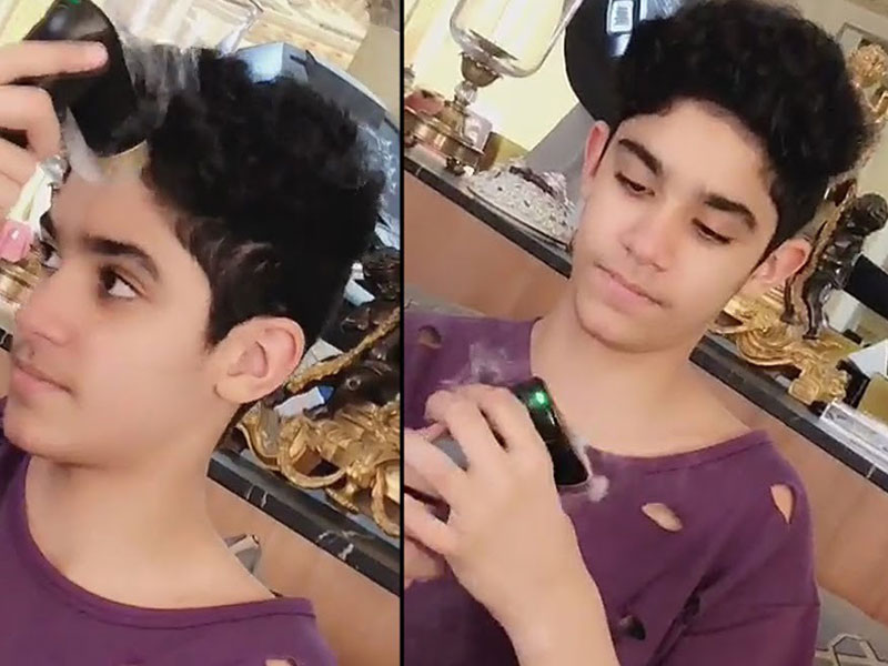 اضغط لمشاهدة الفيديو: نجل الفنانة أحلام يروج لمبخرتها الإلكترونية